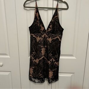 Free People Night Shimmers Mini Dress Black‎ size 4